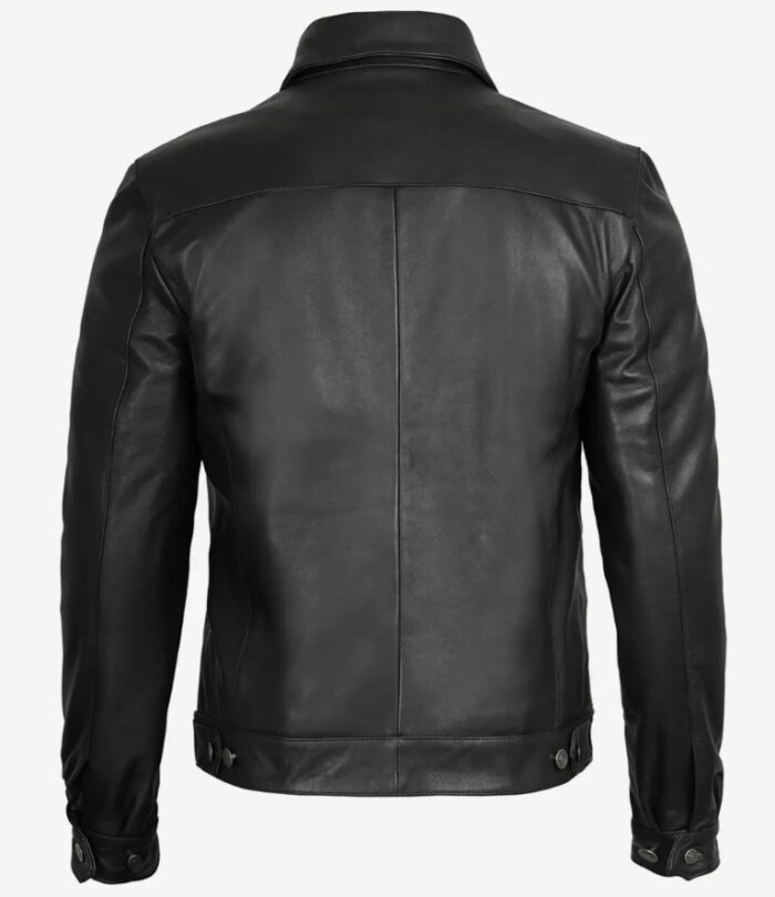 LUXE PRESTIGE: Men's Premium Black Harrington Leather Jacket - Image 2