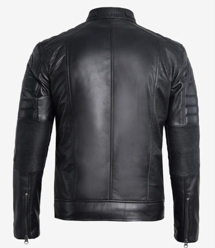 Men’s Black Lambskin Leather Cafe Racer Jacket – Sleek & Timeless - Image 2