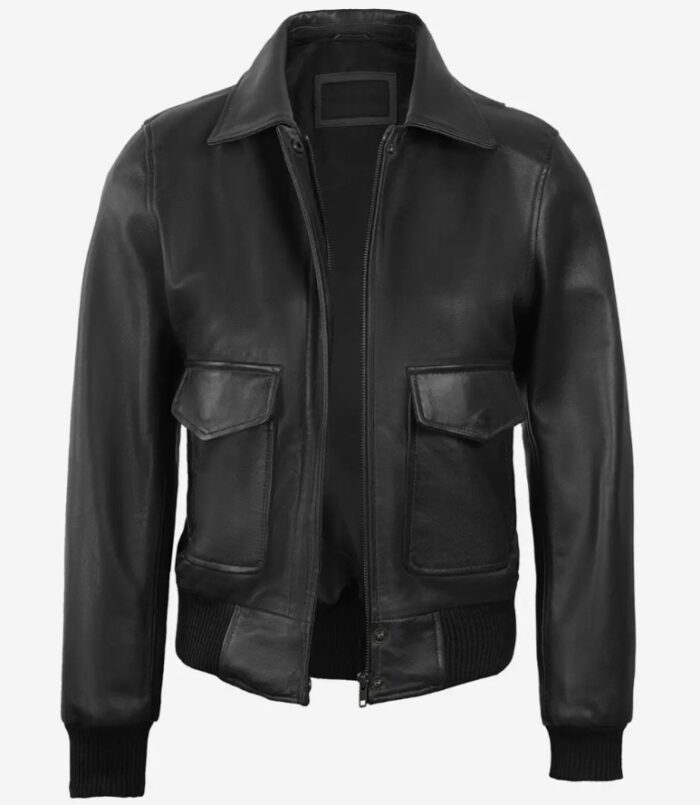 Birdie Women Black Vintage Harrington Bomber Leather Jacket - Image 3