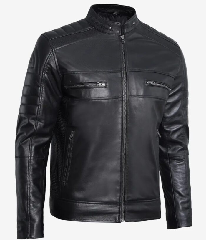 Men’s Black Lambskin Leather Cafe Racer Jacket – Sleek & Timeless - Image 5