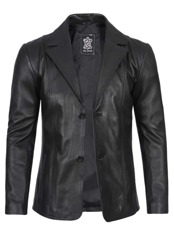 Surrey Men's Black Leather Blazer – Premium Stylish Outerwear for Formal & Casual Wear