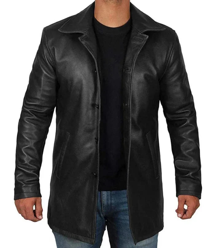 Winchester Men's Black Real Leather Car Coat – Premium, Stylish Winter Outerwear for Men