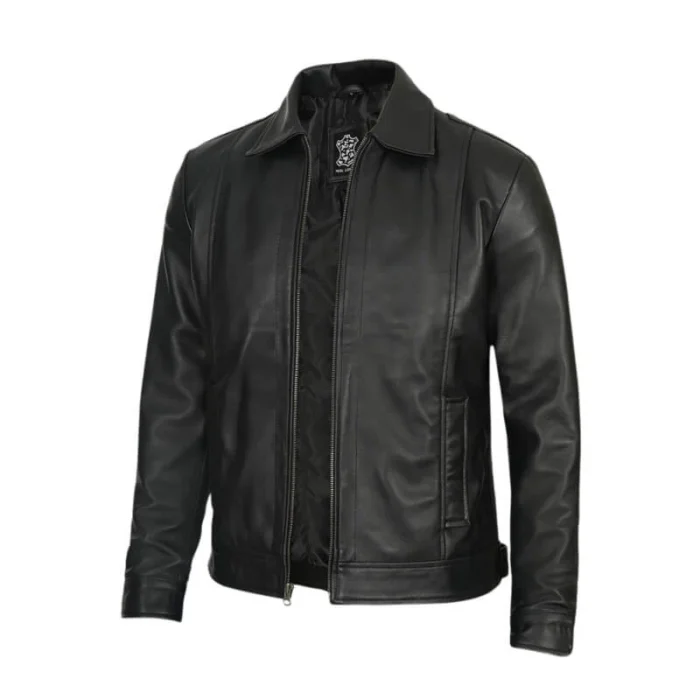 Reeves Men's Black Harrington Vintage Leather Jacket – Timeless Style & Premium Quality