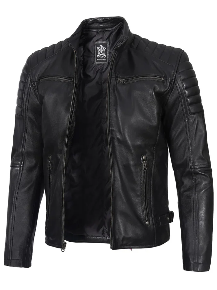 Felix Men's Cafe Racer Black Biker Leather Jacket – Stylish & Durable Motorcycle Gear