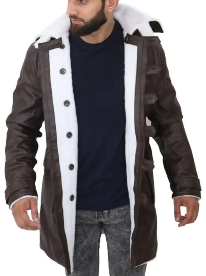 Men's Distressed Dark Brown Bane Sherpa Coat – Stylish, Warm & Durable Winter Outerwear