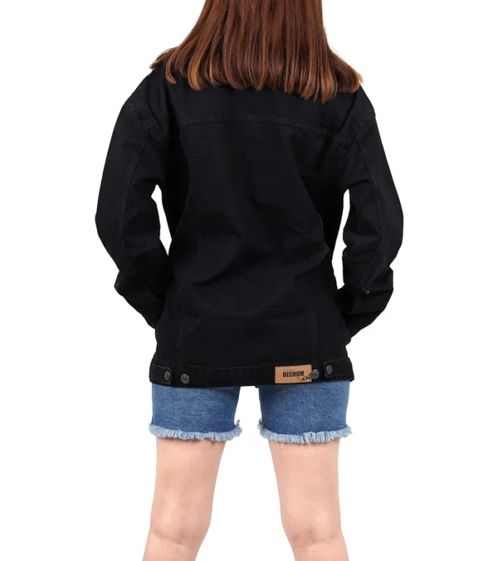 Women's Black Oversized Denim Jacket – Stylish & Trendy Casual Outerwear - Image 2