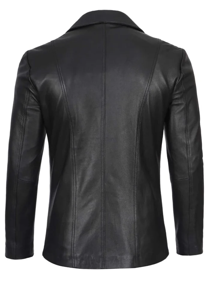 Surrey Men's Black Leather Blazer – Premium Stylish Outerwear for Formal & Casual Wear - Image 2