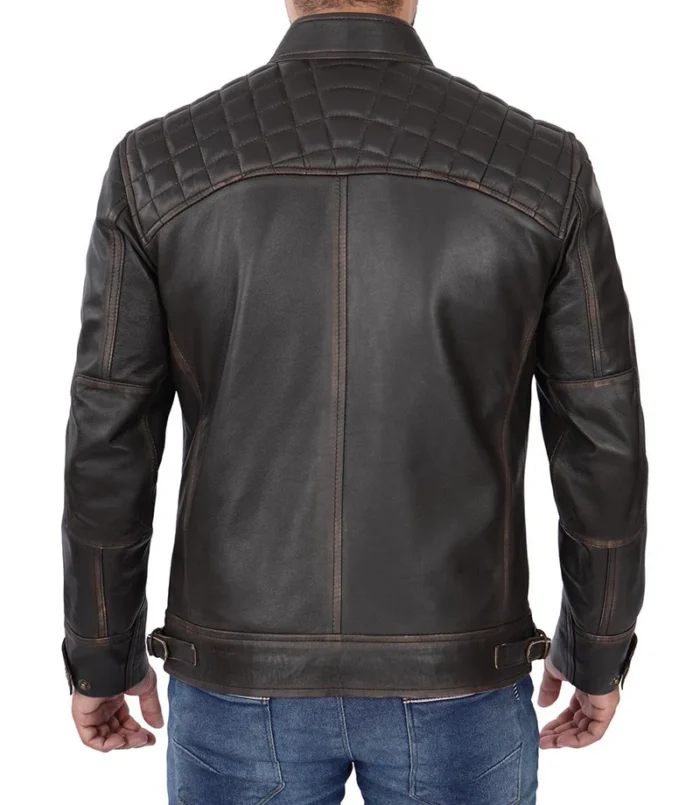 Diamond Men's Distressed Brown Vintage Motorcycle Jacket – Rugged Style & Ultimate Comfort - Image 2