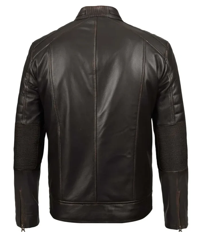 Men's Brown Rub Off Cafe Racer Leather Jacket – Vintage Style & Premium Quality - Image 2