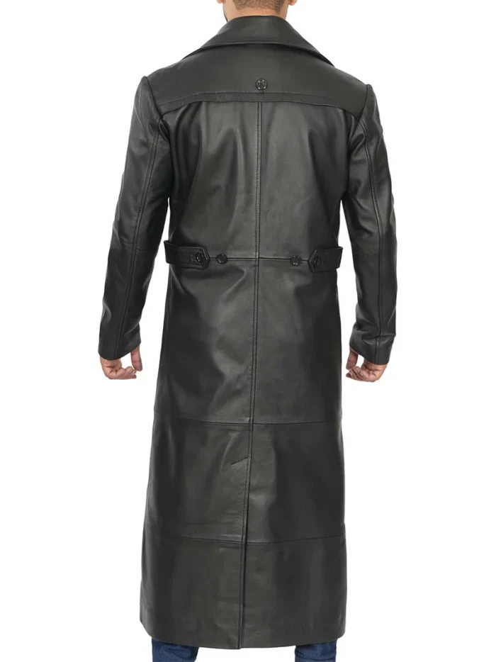 Jackson Men's Black Leather Long Coat – Stylish & Durable Winter Outerwear for Men - Image 2