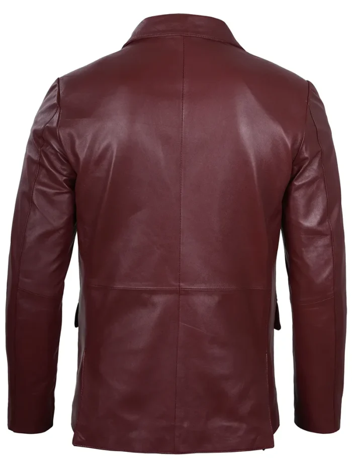 Men's Maroon Leather Blazer – Bold, Stylish & Premium Leather Outerwear - Image 2