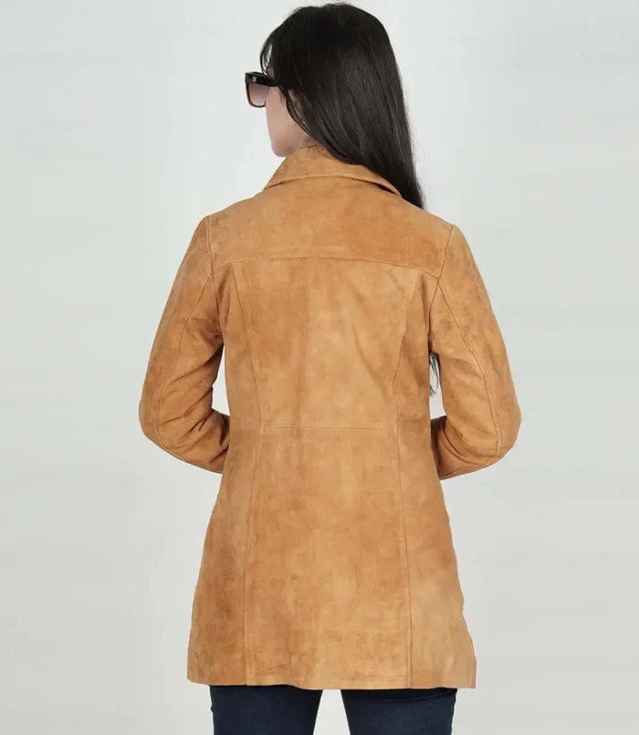 Kandis Brown Women's Suede Car Coat – Elegant, Timeless & Premium Outerwear - Image 2