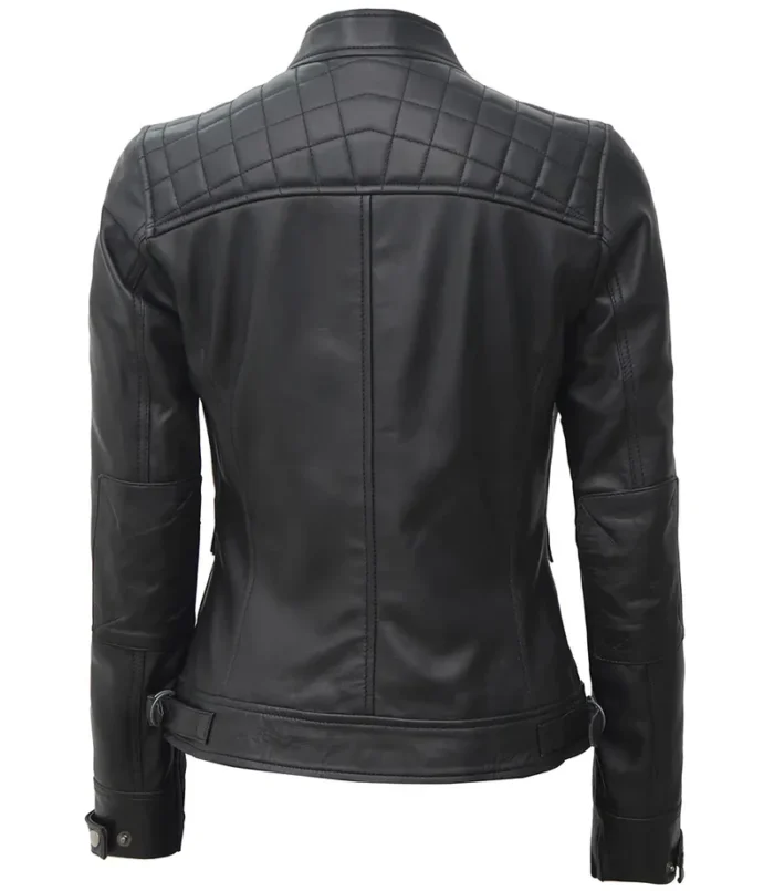 Johnson Tall Women Black Café Racer Leather Jacket – Sleek, Slim Fit, Premium Moto-Inspired Outerwear - Image 2