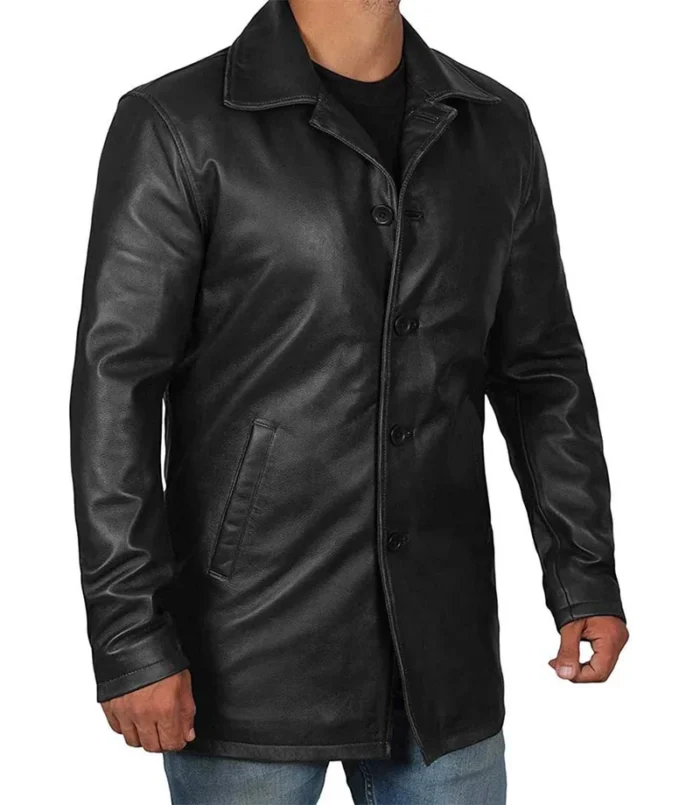 Winchester Men's Black Real Leather Car Coat – Premium, Stylish Winter Outerwear for Men - Image 3