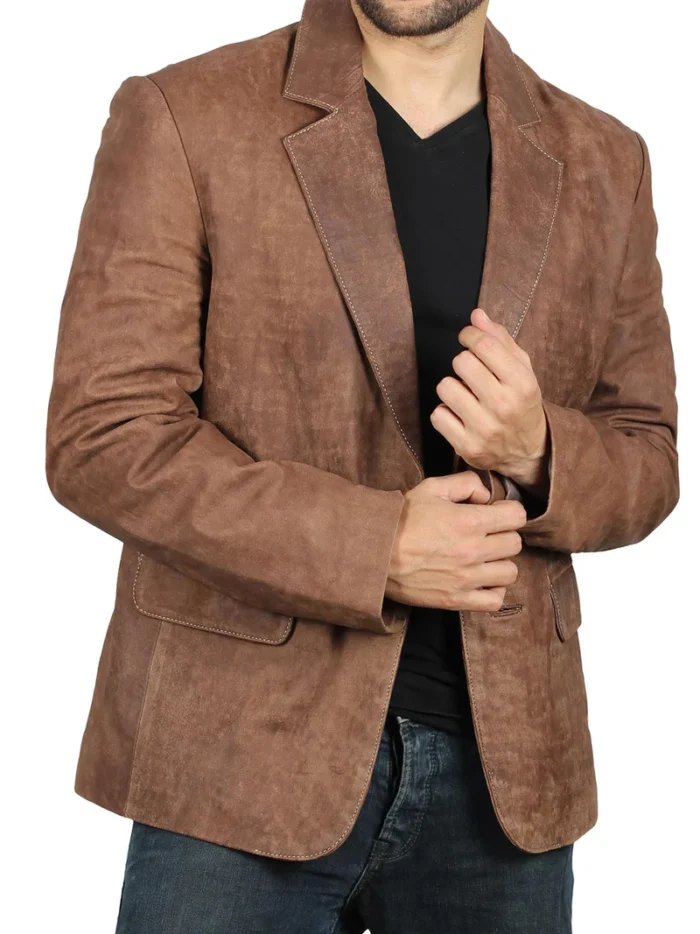 Men's Lambskin Snuff Brown Leather Blazer – Luxurious & Stylish Leather Outerwear - Image 3