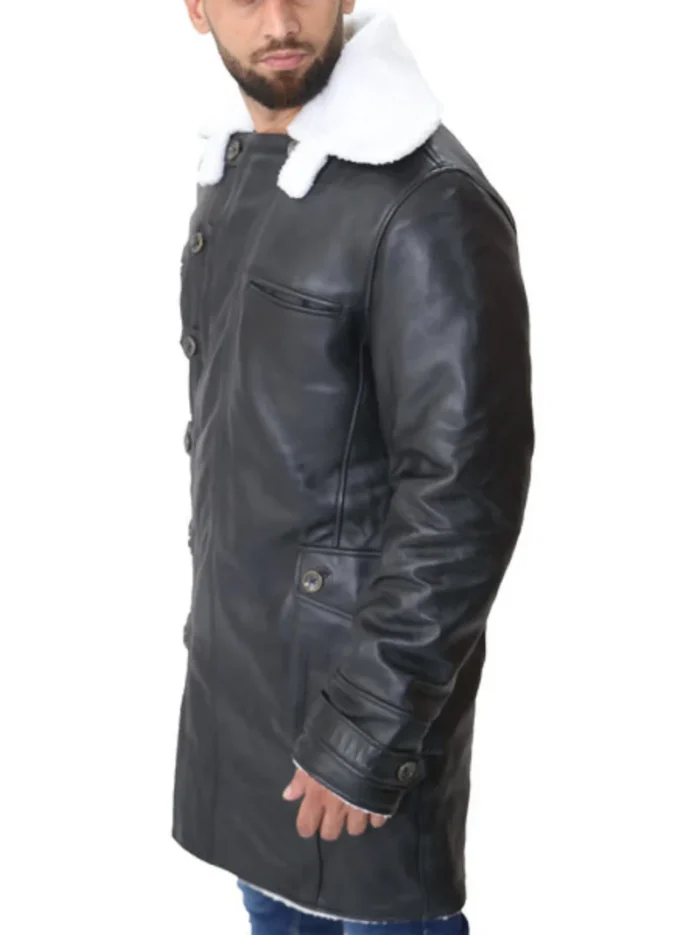 Men's Bane Leather Black Sherpa Coat – Stylish & Warm Winter Outerwear - Image 3