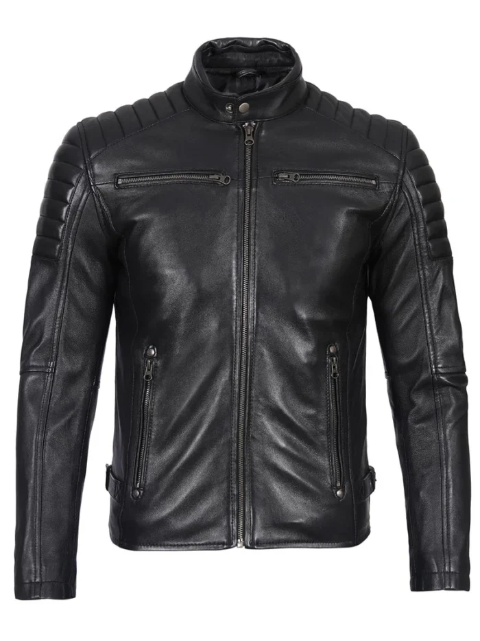 Felix Men's Cafe Racer Black Biker Leather Jacket – Stylish & Durable Motorcycle Gear - Image 3