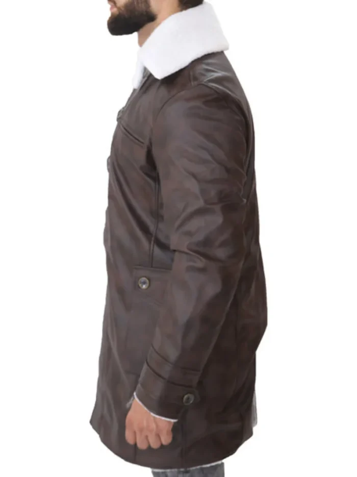 Men's Distressed Dark Brown Bane Sherpa Coat – Stylish, Warm & Durable Winter Outerwear - Image 3