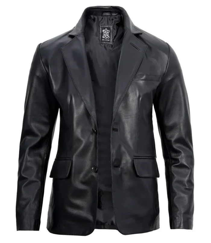 Men's Real Lambskin Black Leather Blazer Jacket – Luxurious & Stylish Outerwear for All Occasions - Image 4