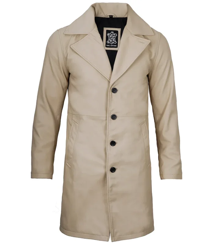 Bryson Beige Real Leather 3/4 Length Car Coat – Stylish, Comfortable, and Durable Outerwear - Image 4