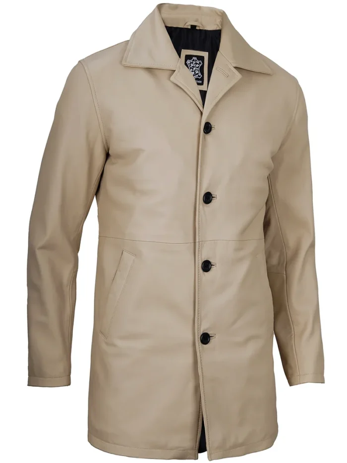 Santiago Beige Real Leather Car Coat for Men – Premium Quality & Timeless Elegance - Image 4