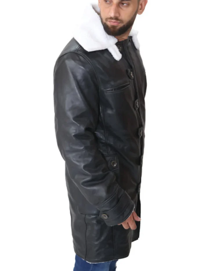 Men's Bane Leather Black Sherpa Coat – Stylish & Warm Winter Outerwear - Image 4