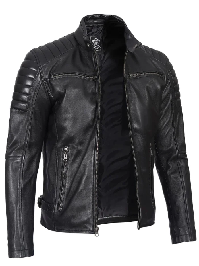 Felix Men's Cafe Racer Black Biker Leather Jacket – Stylish & Durable Motorcycle Gear - Image 4