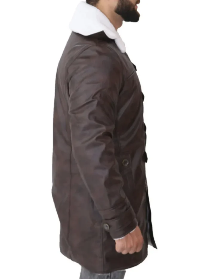 Men's Distressed Dark Brown Bane Sherpa Coat – Stylish, Warm & Durable Winter Outerwear - Image 4