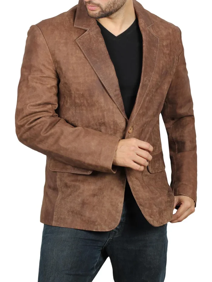 Men's Lambskin Snuff Brown Leather Blazer – Luxurious & Stylish Leather Outerwear - Image 5