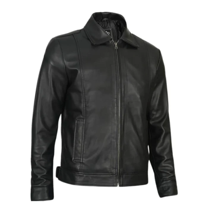 Reeves Men's Black Harrington Vintage Leather Jacket – Timeless Style & Premium Quality - Image 5