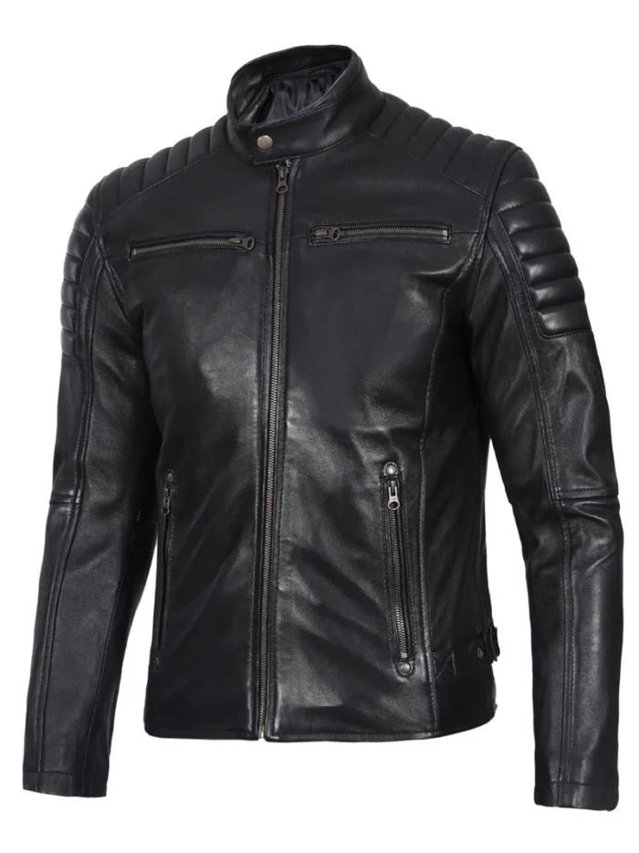 Felix Men's Cafe Racer Black Biker Leather Jacket – Stylish & Durable Motorcycle Gear - Image 5