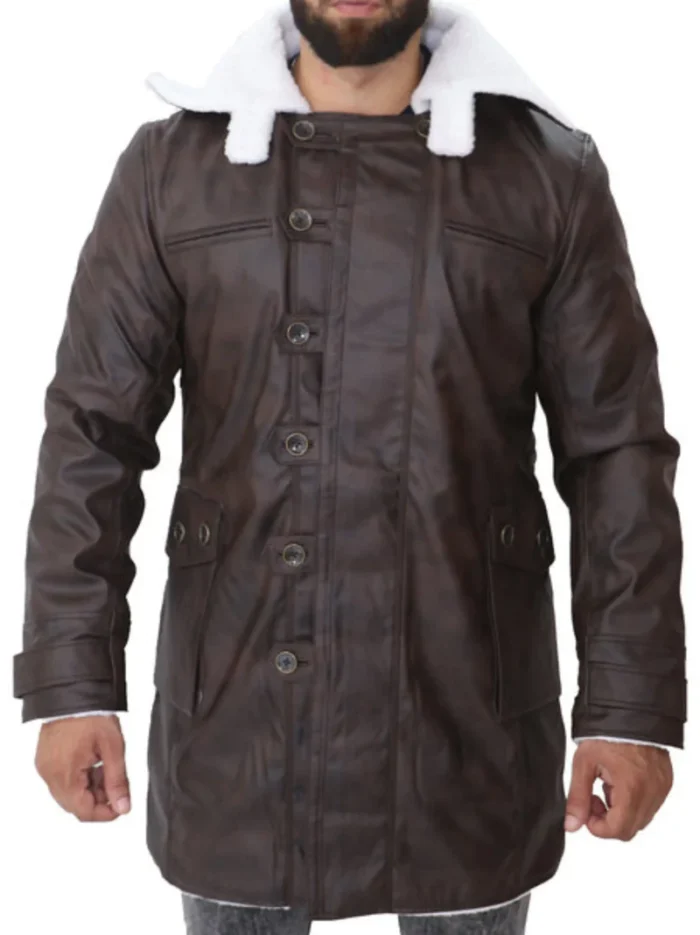 Men's Distressed Dark Brown Bane Sherpa Coat – Stylish, Warm & Durable Winter Outerwear - Image 5