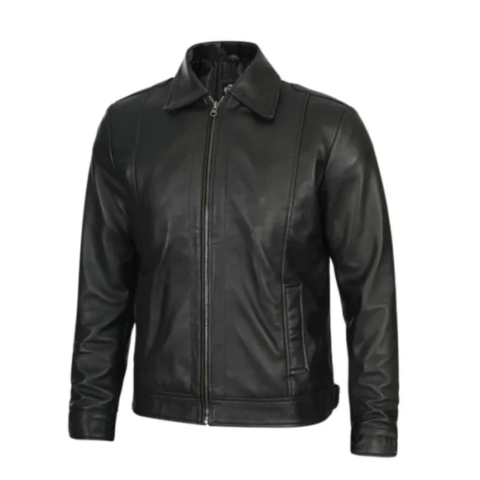 Reeves Men's Black Harrington Vintage Leather Jacket – Timeless Style & Premium Quality - Image 6