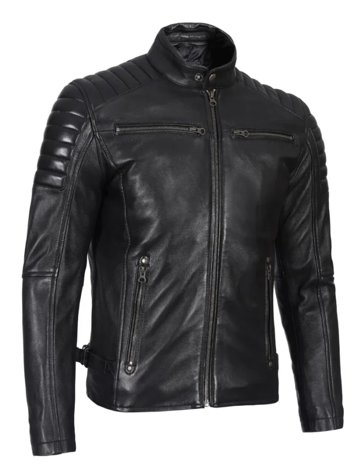 Felix Men's Cafe Racer Black Biker Leather Jacket – Stylish & Durable Motorcycle Gear - Image 6