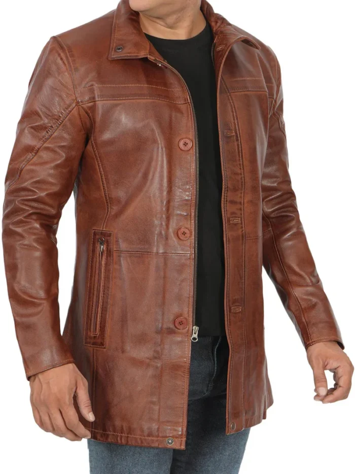 Men's Cognac Brown Real Leather Blazer – Premium Stylish Outerwear for Modern Sophistication - Image 6