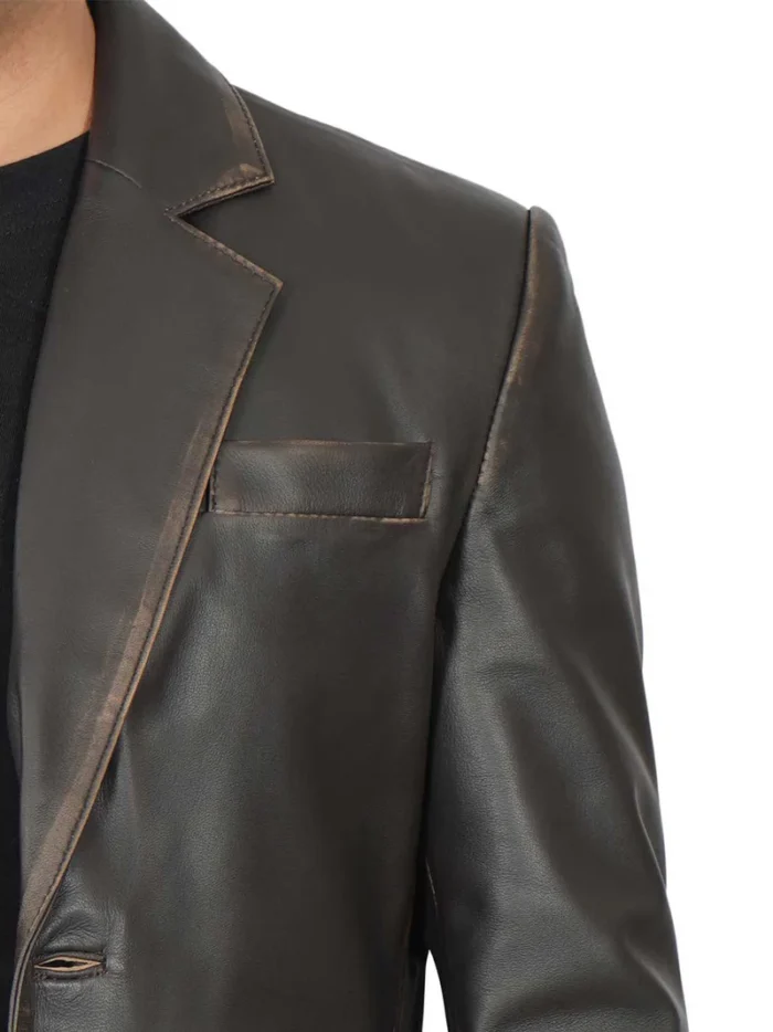 Men's Dark Brown Real Leather Blazer – Premium & Stylish Outerwear for Sophisticated Looks - Image 6