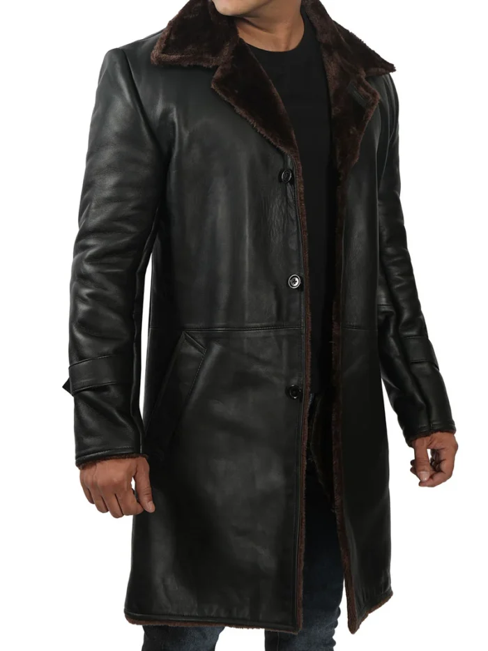 Chandler 3/4 Length Black Shearling Coat Men's – Luxurious & Warm Winter Outerwear - Image 7