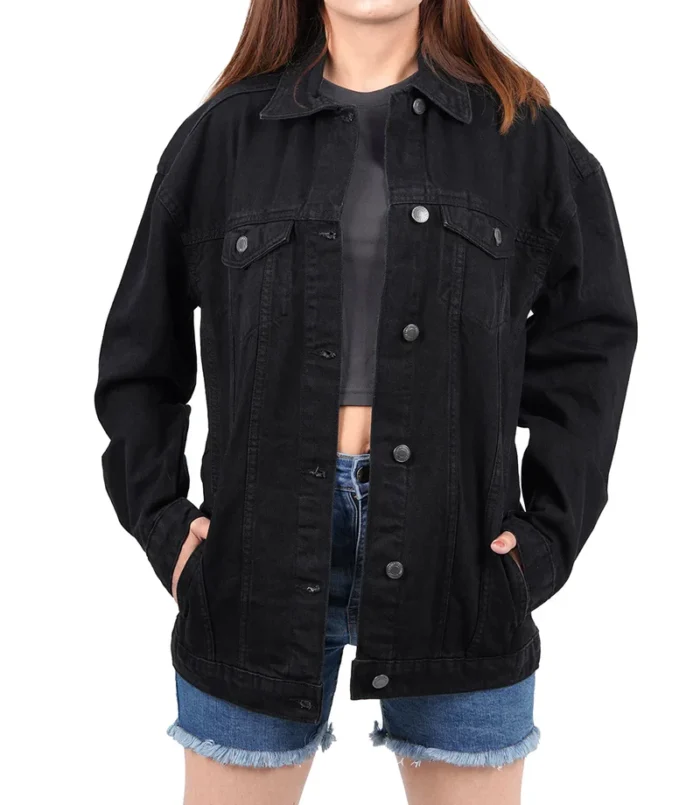 Women's Black Oversized Denim Jacket – Stylish & Trendy Casual Outerwear - Image 7