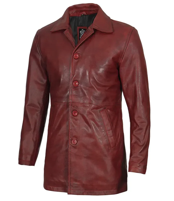 Maroon Real Lambskin Leather Car Coat for Men – Stylish & Durable Outerwear - Image 9